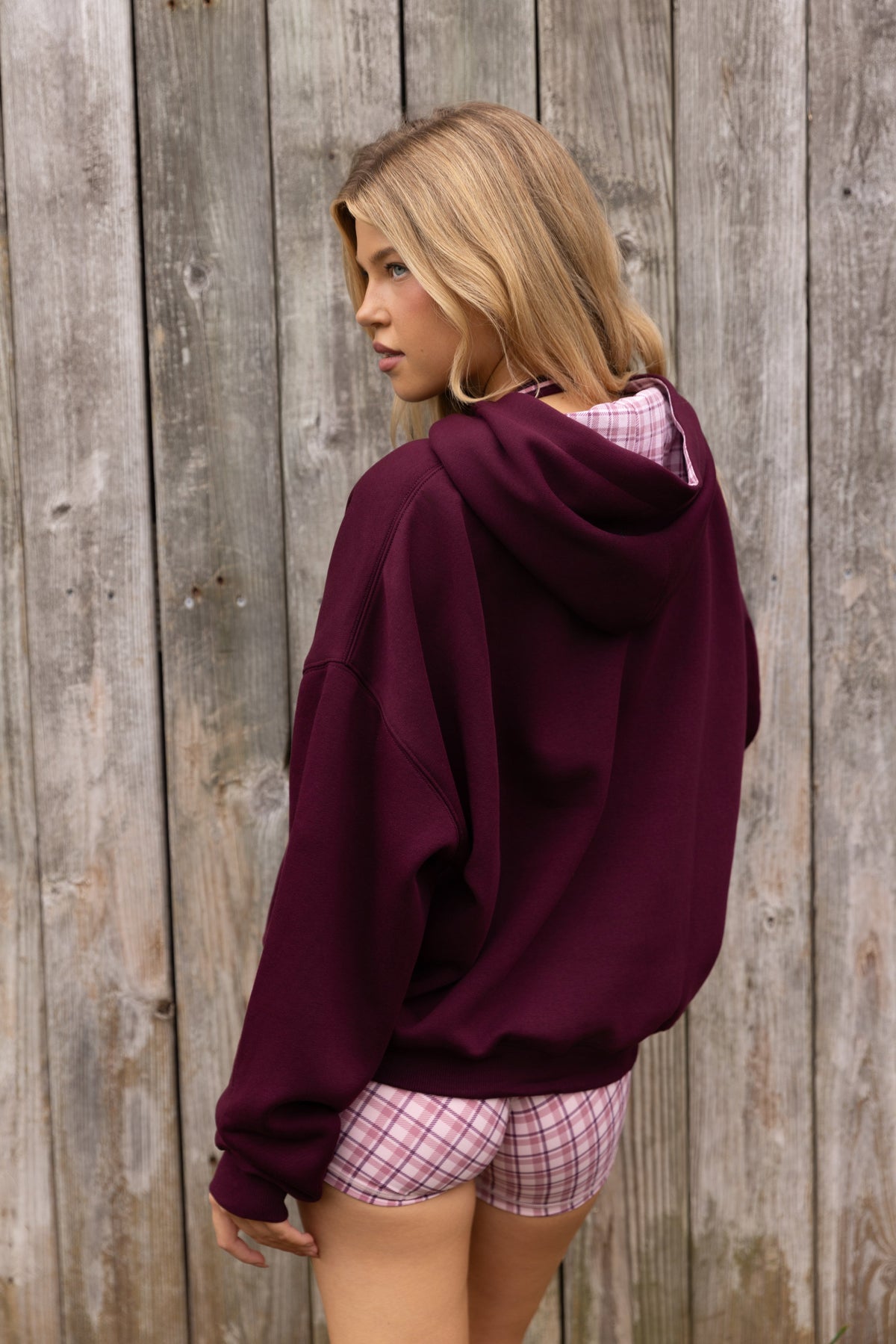 Chic Oversized Applique Hoodie in Plum