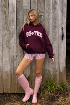 Chic Oversized Applique Hoodie in Plum