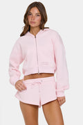 Chic Oversized Zip-Up Hoodie in Sorbet