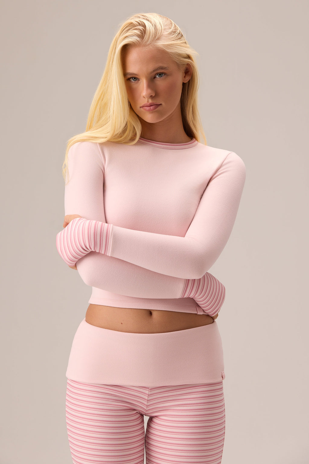 Chic Plush Jersey Long-Sleeve Top in Ballet