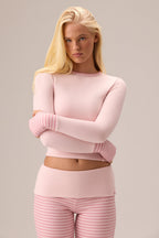 Chic Plush Jersey Long-Sleeve Top in Ballet