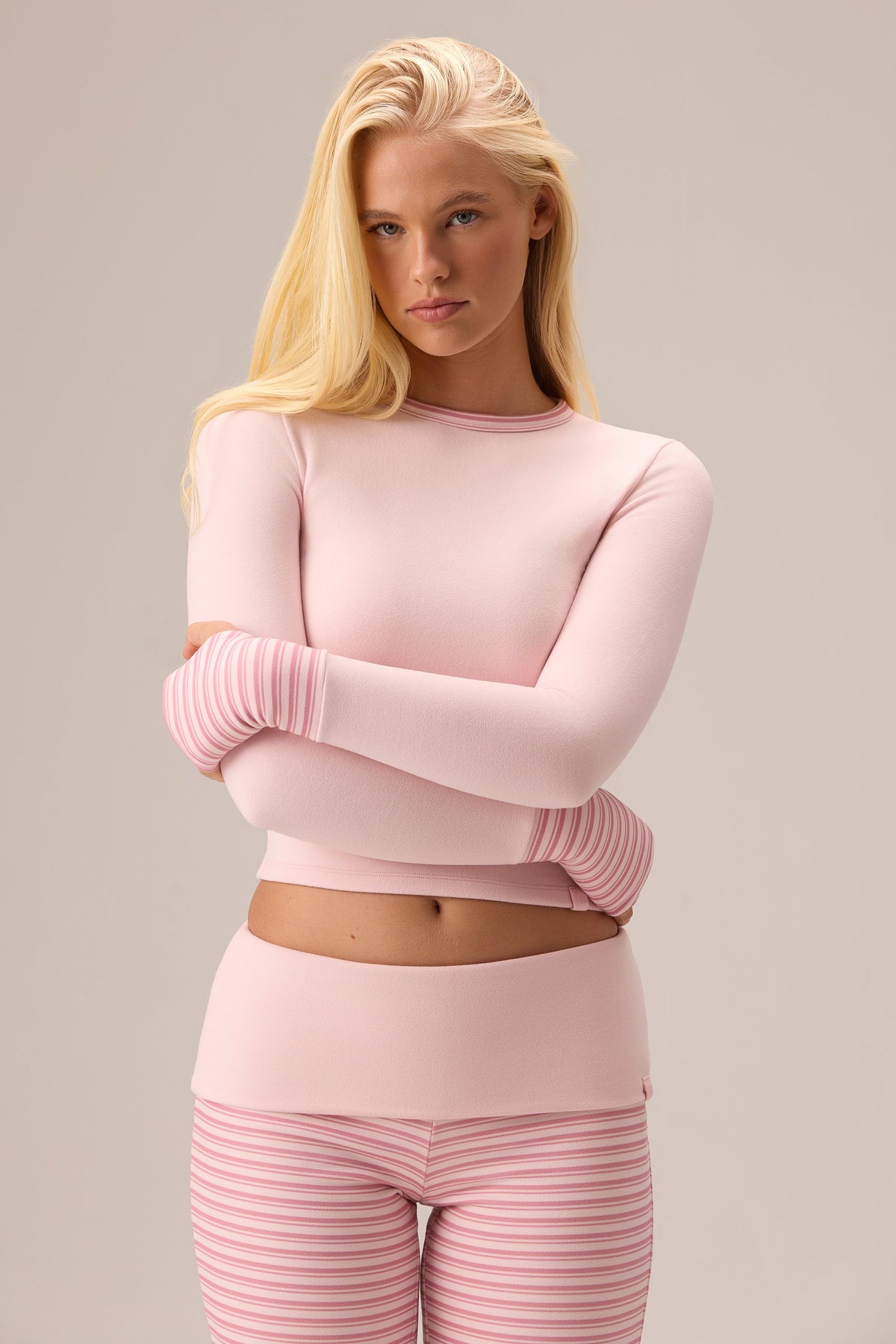 Chic Plush Jersey Long-Sleeve Top in Ballet