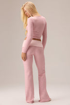 Chic Plush Jersey Long-Sleeve Top in Berry Stripe