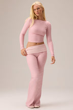 Chic Plush Jersey Long-Sleeve Top in Berry Stripe