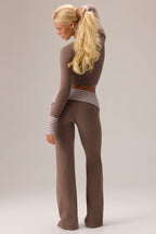 Chic Plush Jersey Long-Sleeve Top in Chestnut
