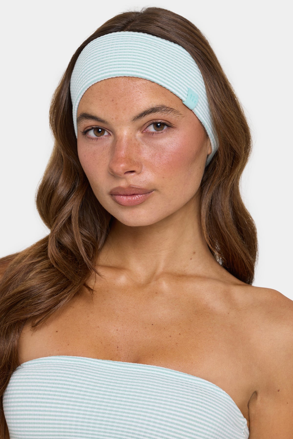 Chic Ribbed Jersey Headband in Mint Stripe