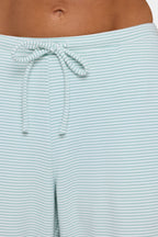 Chic Ribbed Jersey Low-Rise Trousers in Mint Stripe