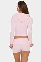 Chic Ribbed Jersey Mini Shorts in Peach Stripe
