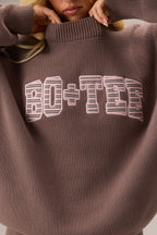 Chic Ribbed Knit Oversized Jumper in Chestnut