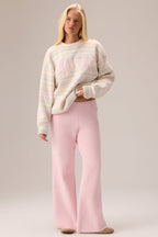 Chic Ribbed Knit Oversized Jumper in Confetti Stripe