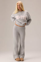 Chic Ribbed Knit Oversized Jumper in Pebble