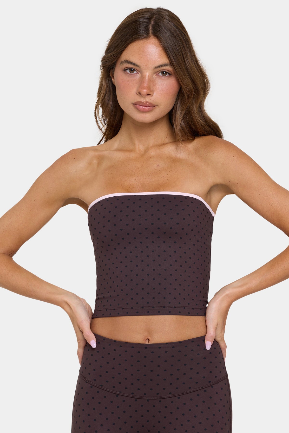 Chic Soft Active Bandeau Top in Choc Chip