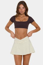 Chic Soft Active Cap Sleeve Crop Top in Choc Chip