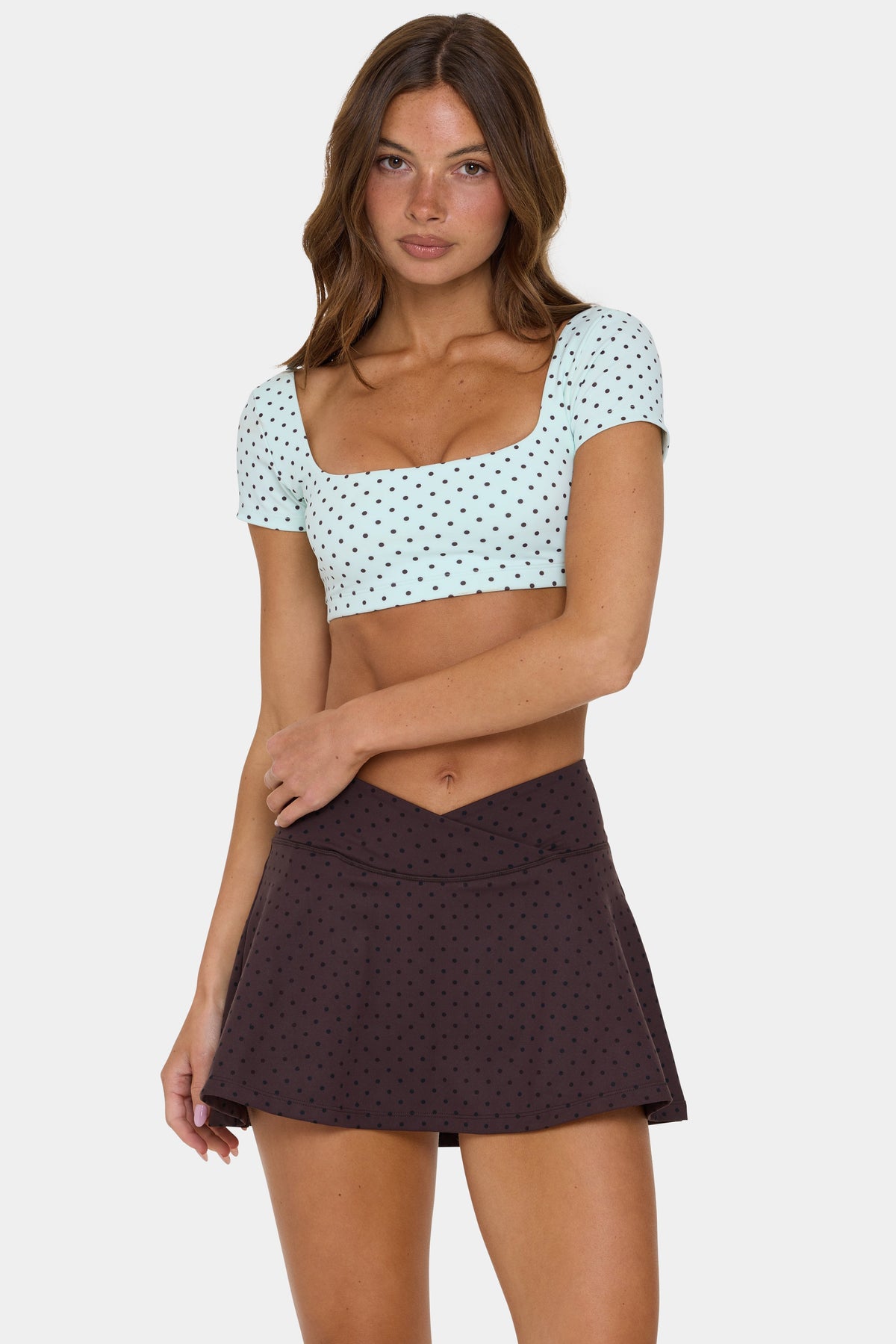Chic Soft Active Cap Sleeve Crop Top in Mint Chip