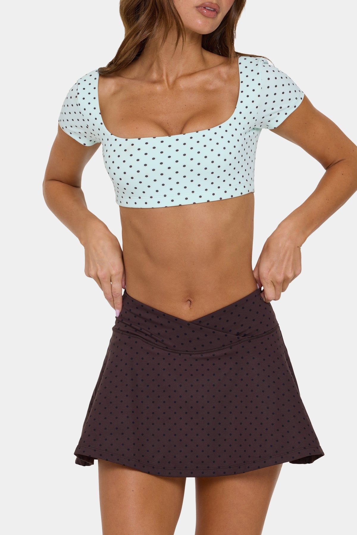 Chic Soft Active Cap Sleeve Crop Top in Mint Chip
