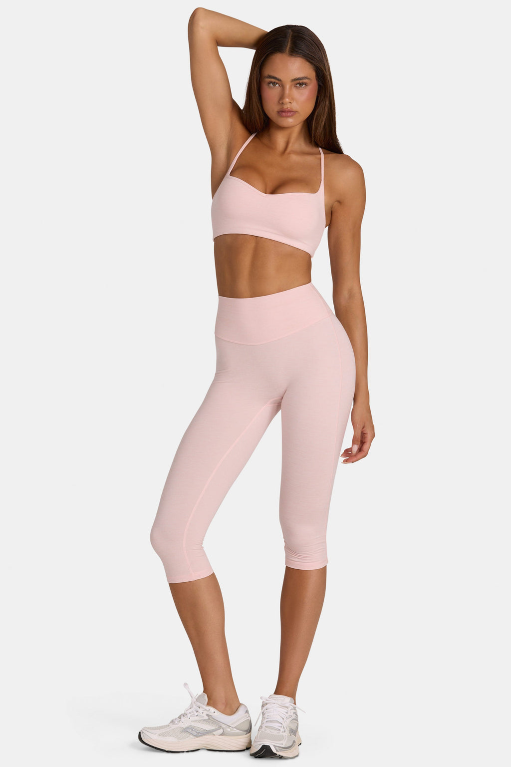 Chic Soft Active Capri Leggings in Blush Marl