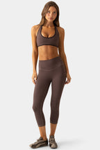 Chic Soft Active Capri Leggings in Espresso Gingham
