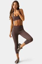 Chic Soft Active Capri Leggings in Espresso Gingham