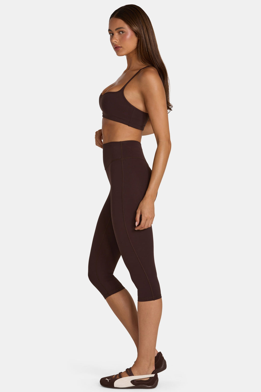Chic Soft Active Capri Leggings in Espresso