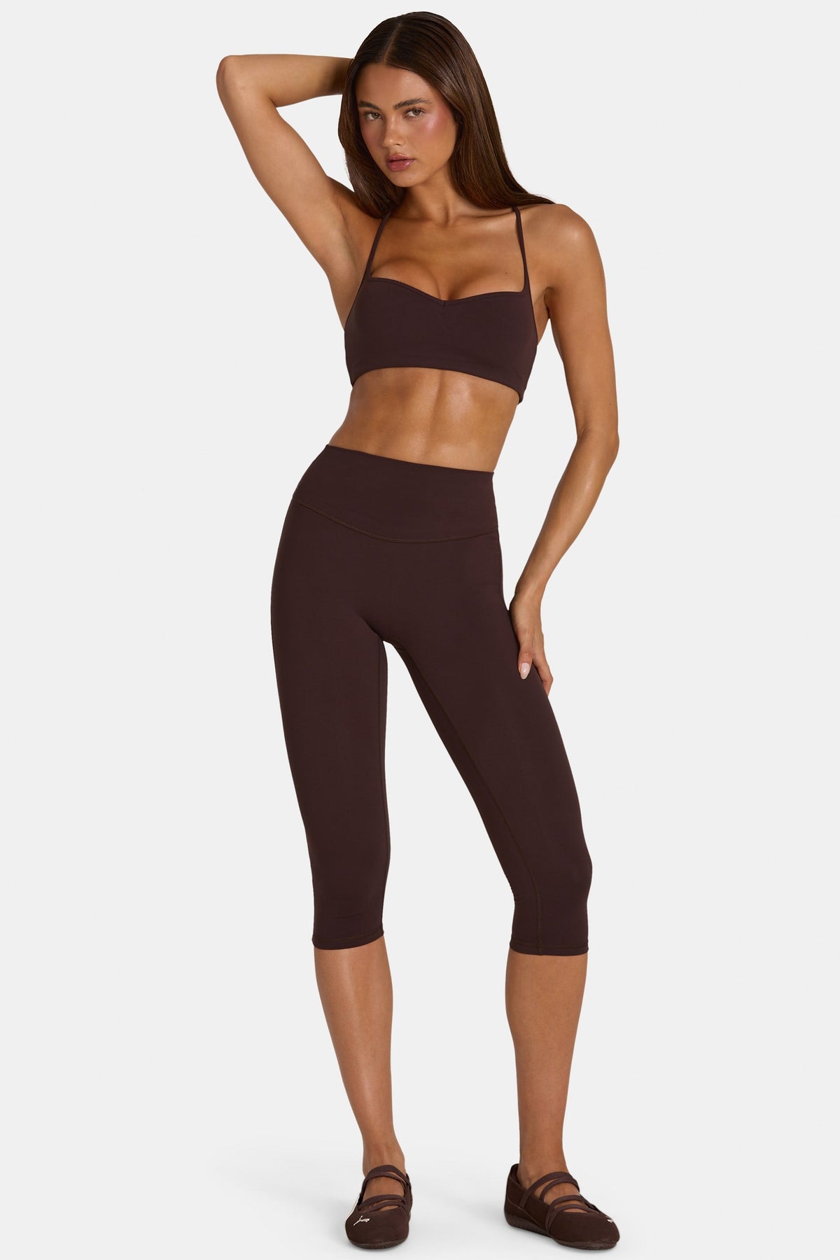 Chic Soft Active Capri Leggings in Espresso