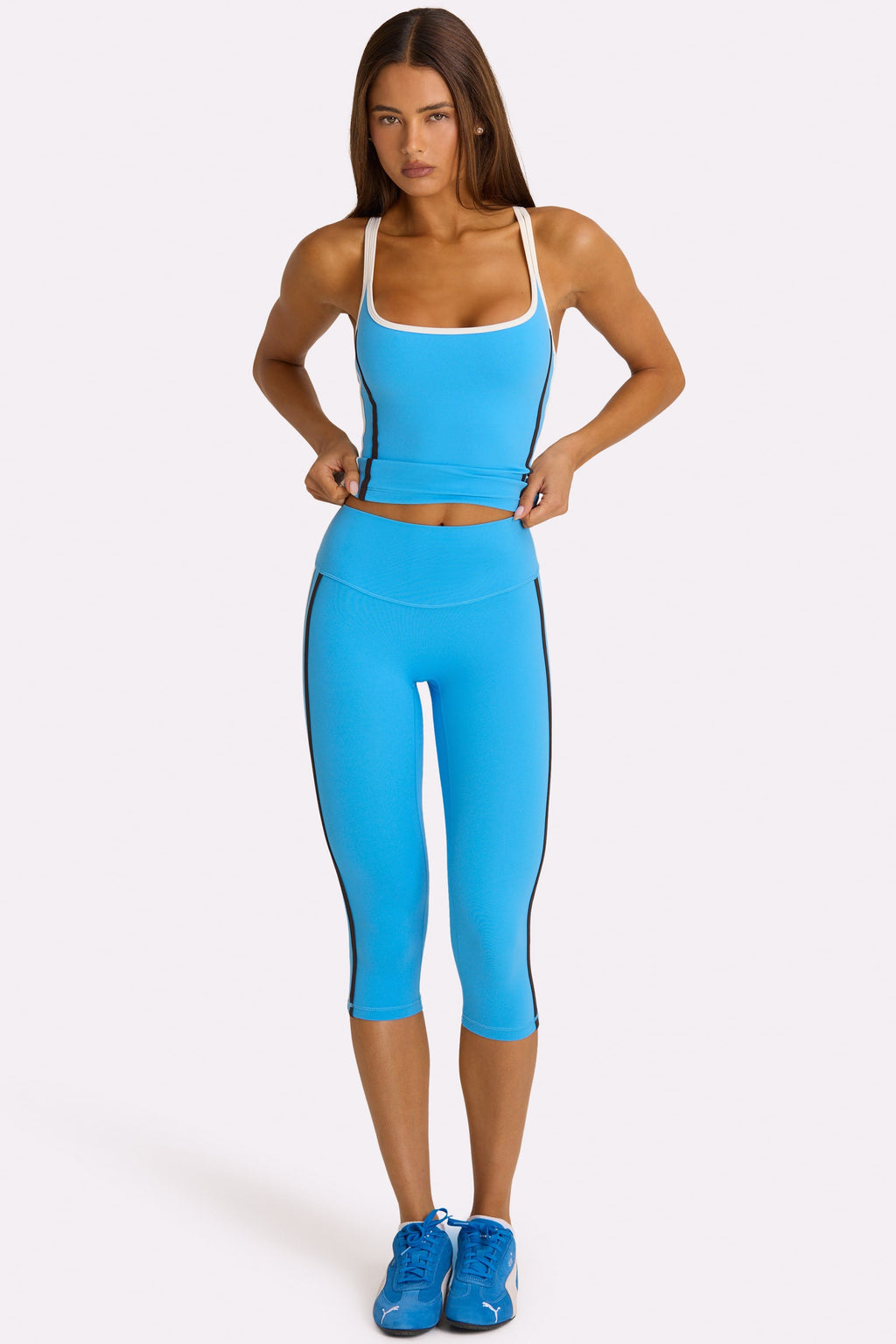 Chic Soft Active Capri Leggings in Electric Blue
