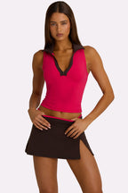 Chic Soft Active Collared Tank Top in Hot Pink