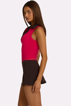 Chic Soft Active Collared Tank Top in Hot Pink