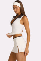 Chic Soft Active Collared Tank Top in Coconut