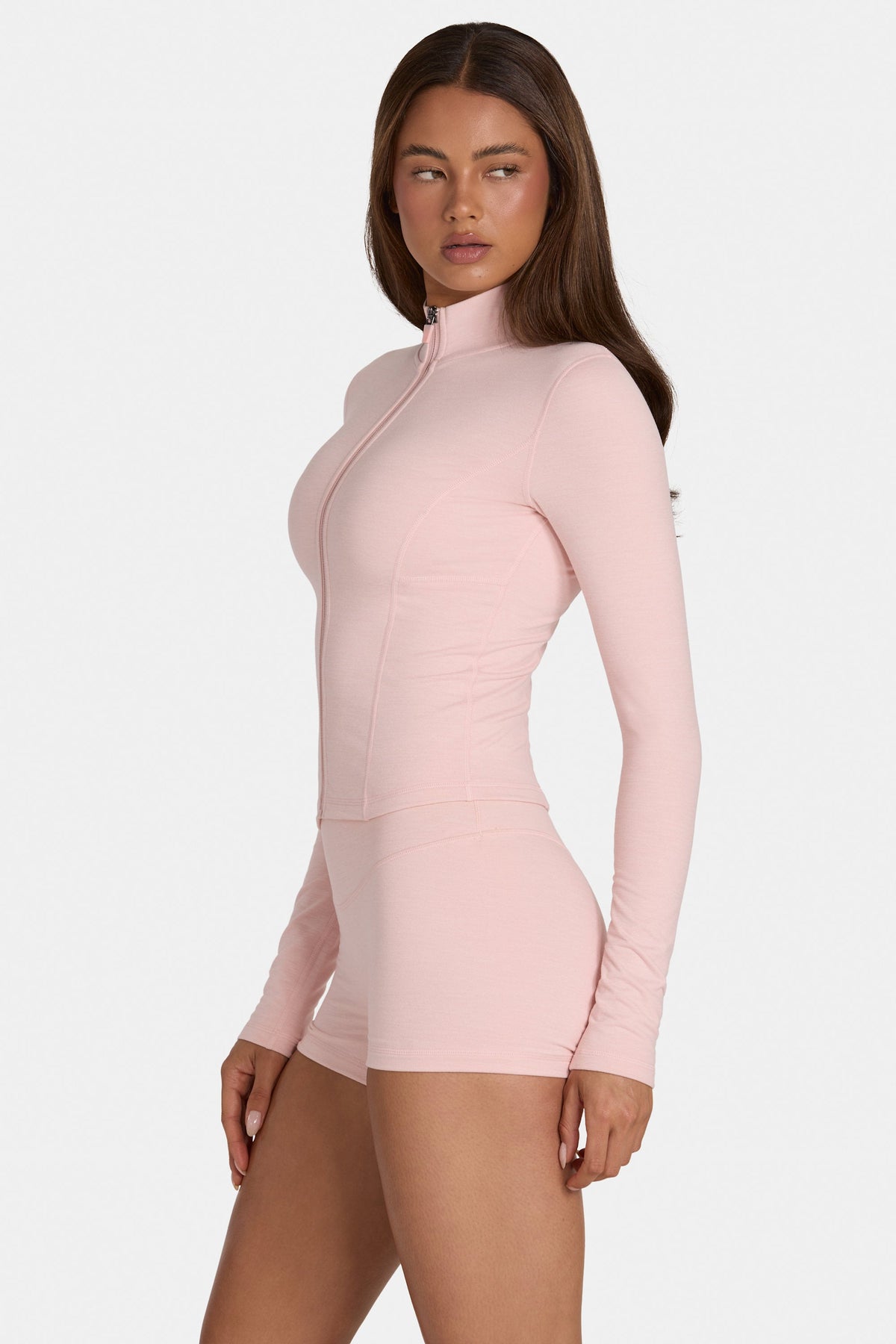 Chic Soft Active Zip-Up Jacket in Blush Marl