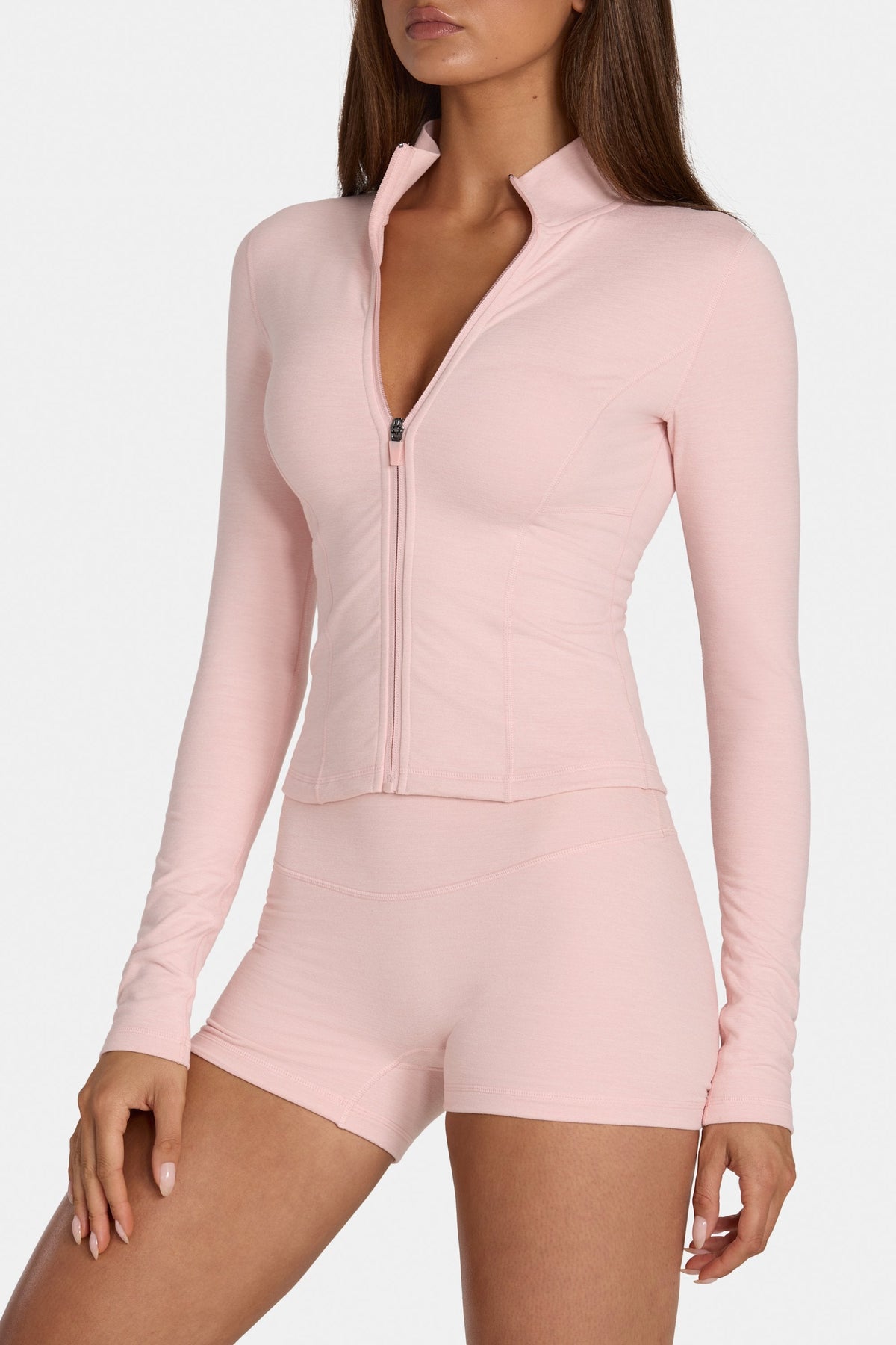 Chic Soft Active Zip-Up Jacket in Blush Marl