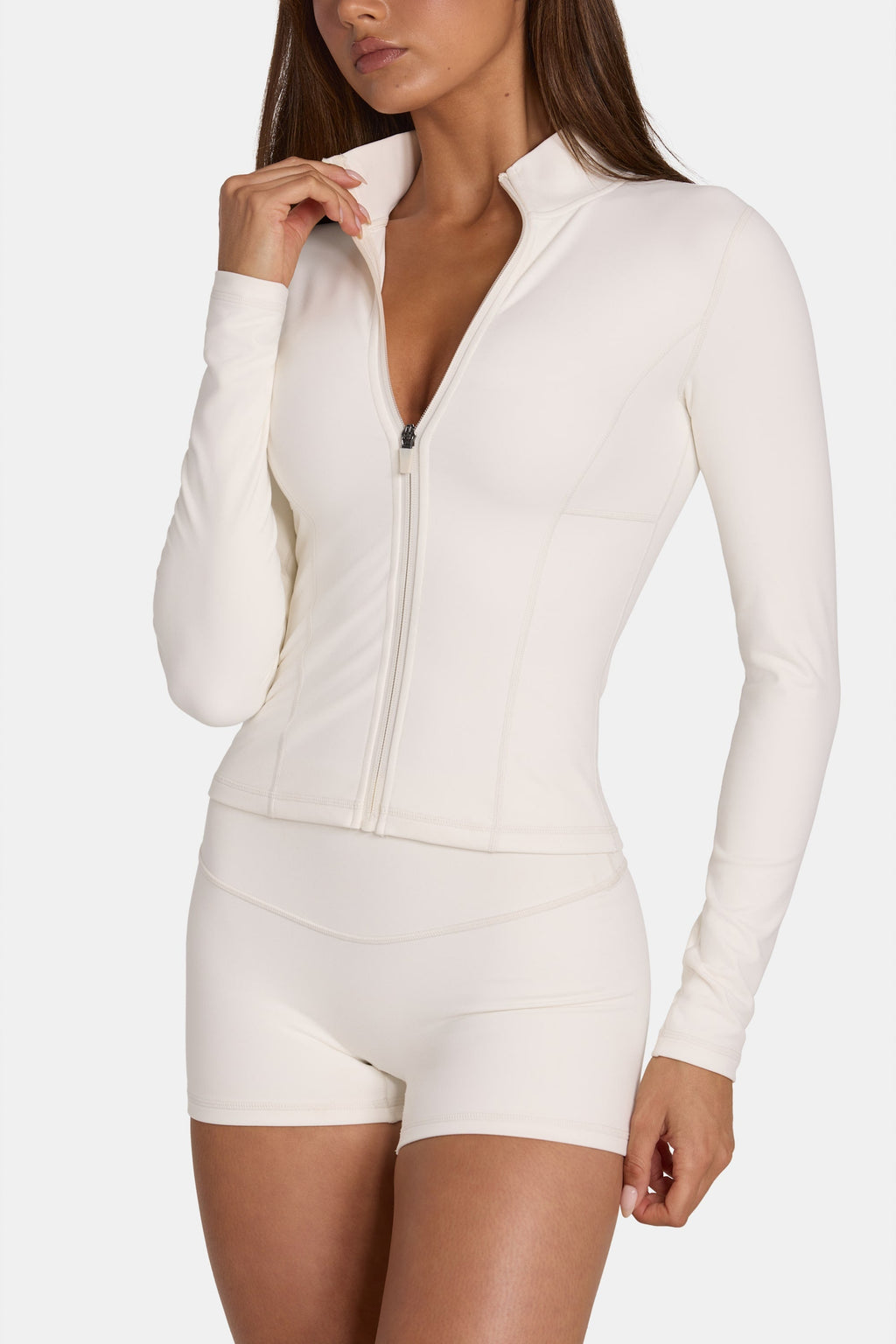 Chic Soft Active Zip-Up Jacket in Coconut