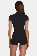 Chic Soft Active Zip-Up Top in Black