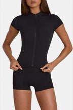 Chic Soft Active Zip-Up Top in Black