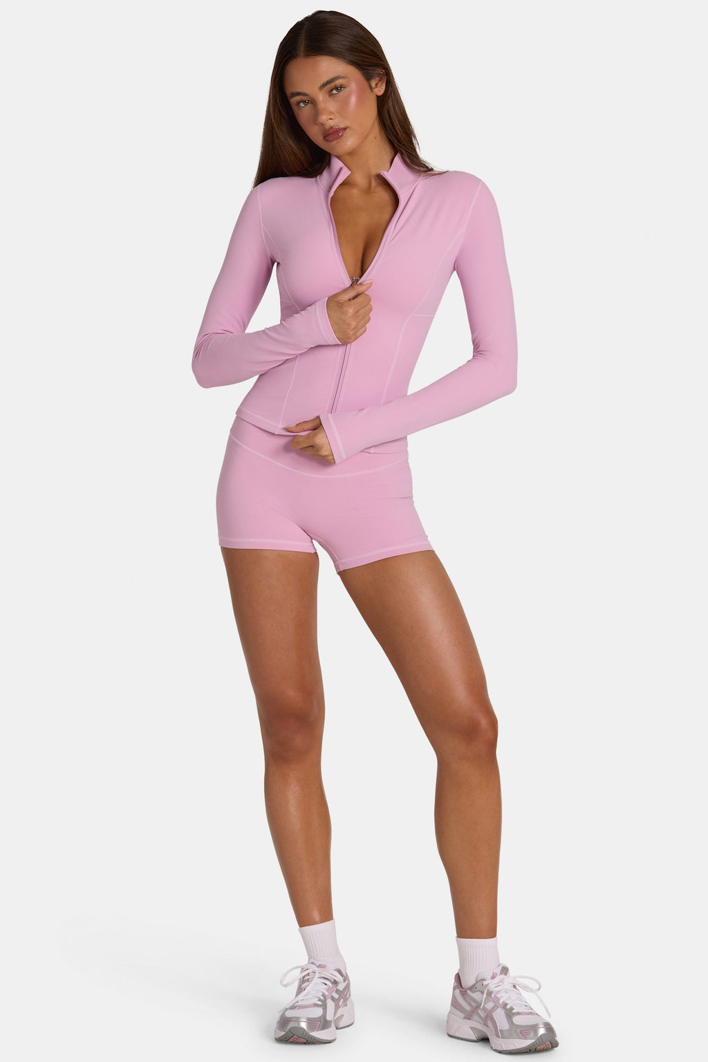 Chic Soft Active Zip-Up Jacket in Sweet Pink