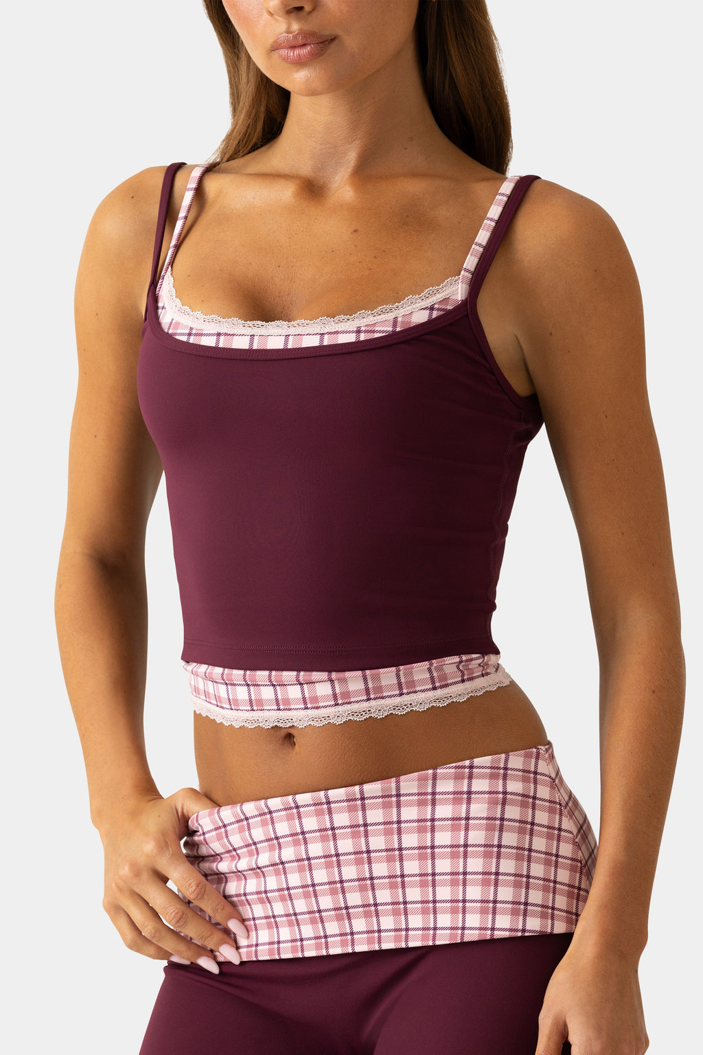 Chic Soft Active Double-Layer Tank Top in Plum