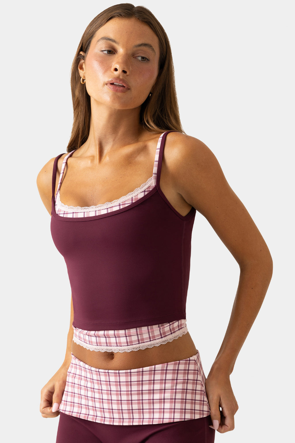 Chic Soft Active Double-Layer Tank Top in Plum