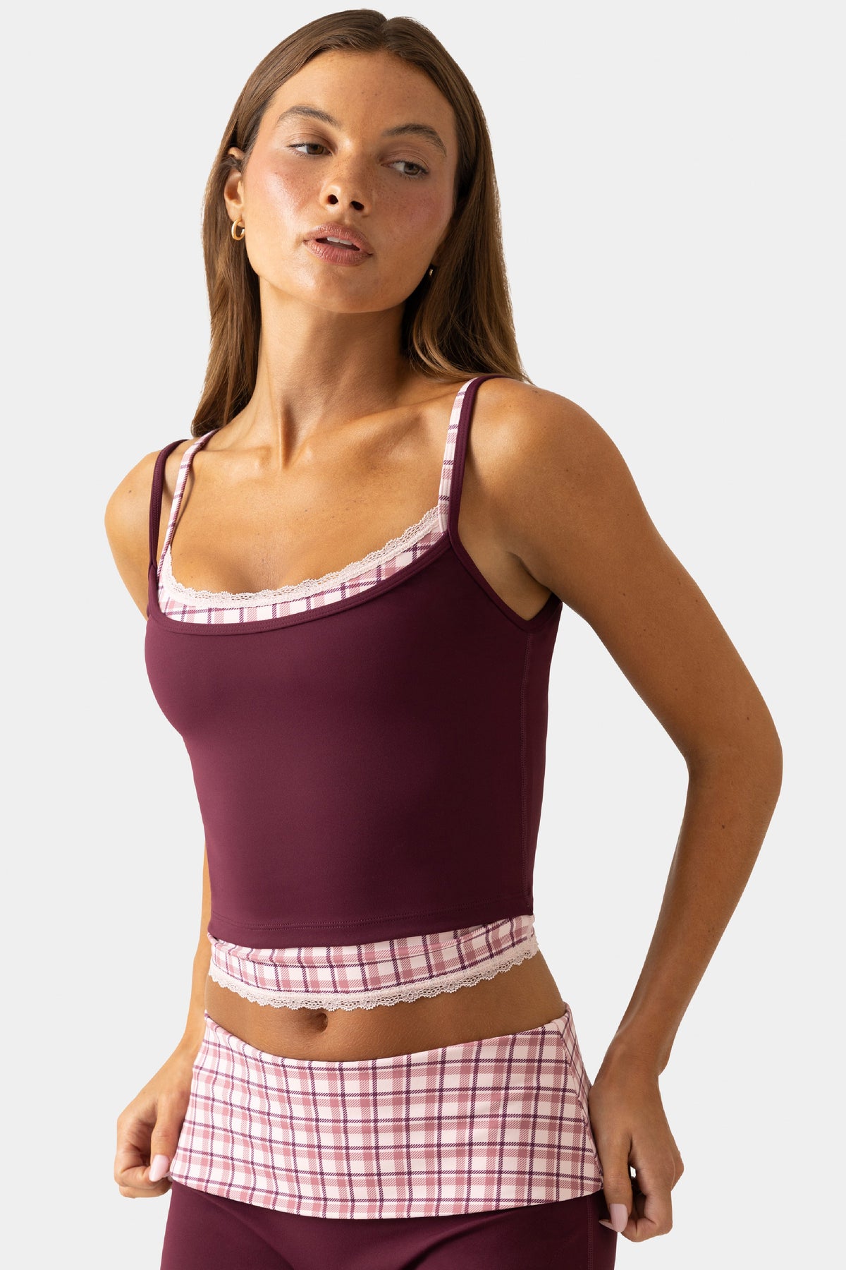 Chic Soft Active Double-Layer Tank Top in Plum