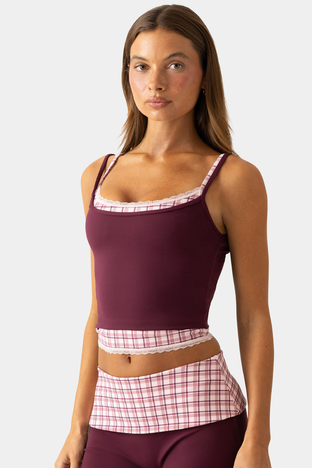 Chic Soft Active Double-Layer Tank Top in Plum