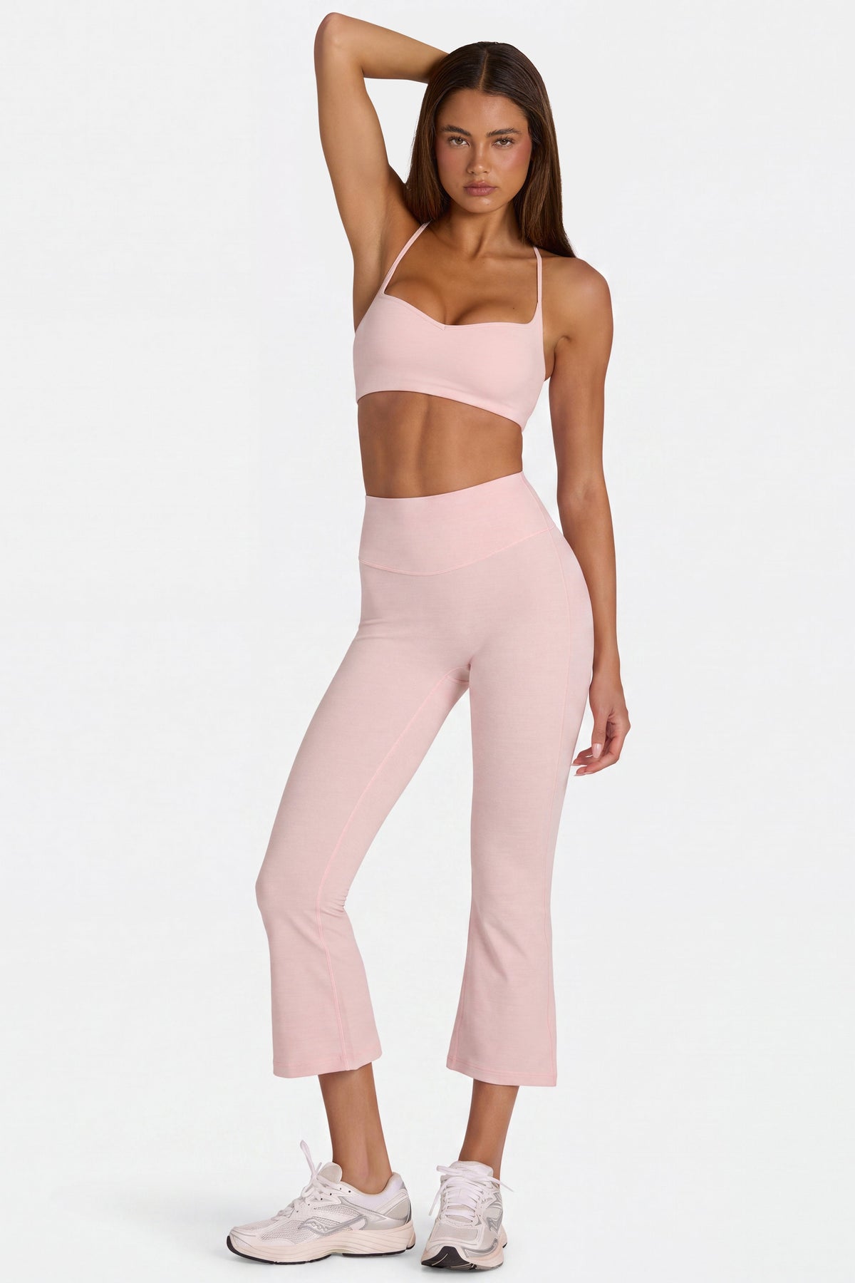 Chic Soft Active Flared Capri Leggings in Blush Marl