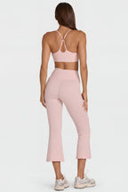 Chic Soft Active Flared Capri Leggings in Blush Marl