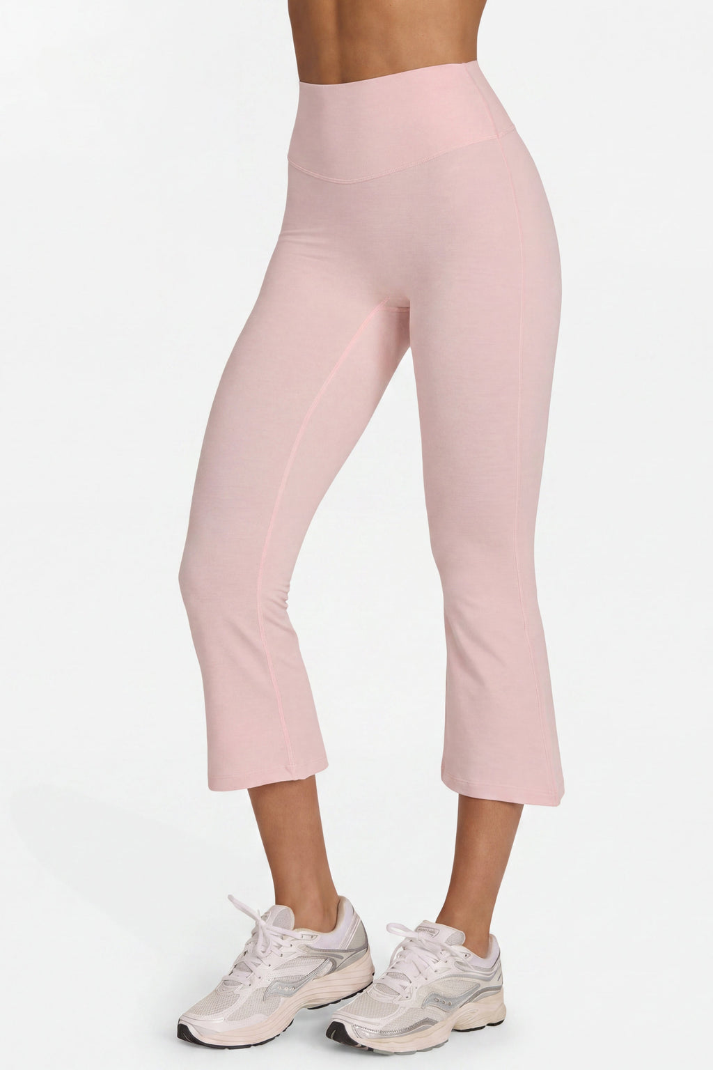 Chic Soft Active Flared Capri Leggings in Blush Marl