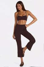 Chic Soft Active Flared Capri Leggings in Espresso
