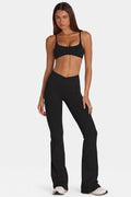 Chic Soft Active V-Waist Flared Leggings in Black