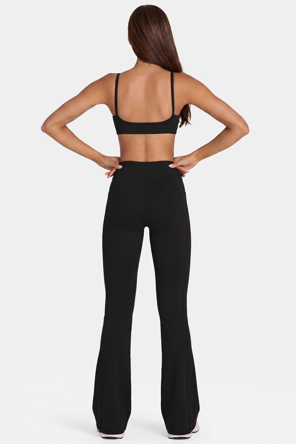 Chic Soft Active V-Waist Flared Leggings in Black