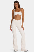 Chic Soft Active V-Waist Flared Leggings in Coconut
