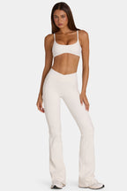 Chic Soft Active V-Waist Flared Leggings in Coconut