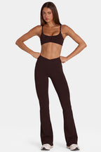 Chic Soft Active V-Waist Flared Leggings in Espresso