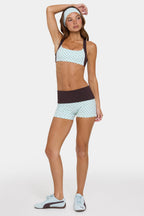 Chic Soft Active Foldover Mini Shorts in Mint Chip