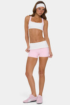 Chic Soft Active Foldover Mini Shorts in Sorbet