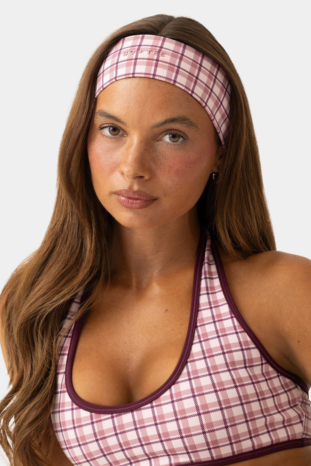 Chic Soft Active Headband 2-Pack in Berry Plaid